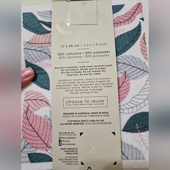 Eco Ciroa Swedish Dishcloths with Flamingo Print, Set of 5 - Picture 4 of 4